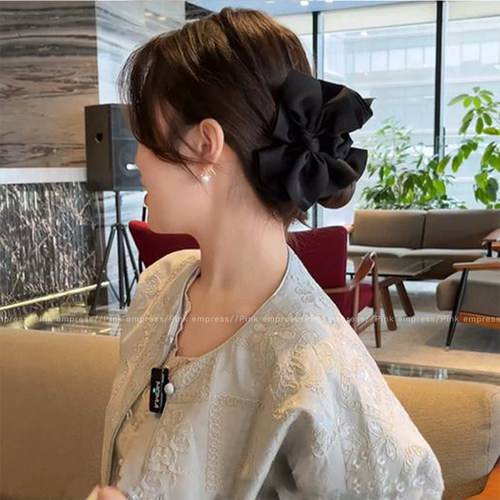 法式气质黑色蝴蝶结抓夹女2025新款高级感发卡发夹后脑勺夹子头饰