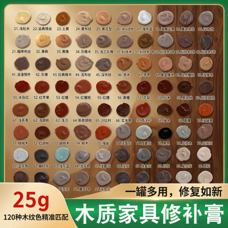 灰色家具填充修补膏工具实木橱柜门框板材裂缝钉眼遮盖修复补漆膏
