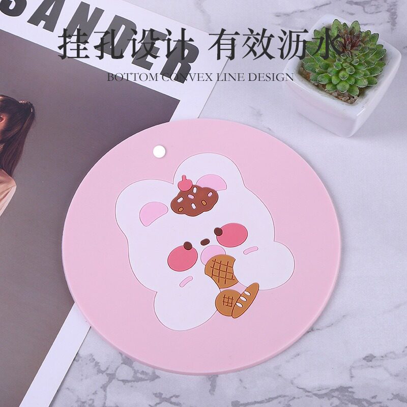 卡通创意杯垫餐桌隔热垫防烫防滑加厚硅胶餐垫厨房耐高温锅垫