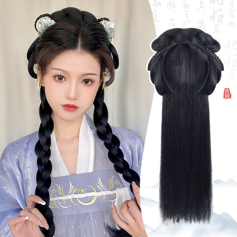 汉服发饰发箍假发一体式发包发饰古装造型古风盘发百搭发髻头饰女