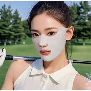 防晒口罩跑步高尔夫适用冰丝挂耳面罩露嘴鼻透气护眼角加高防晒
