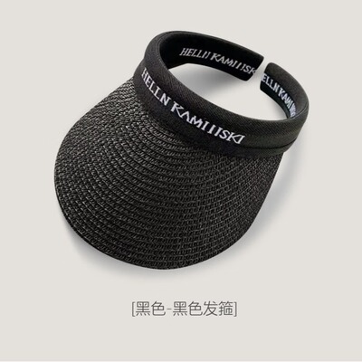 运动户外大檐黑胶防晒帽女款夏季空顶帽骑行沙滩草帽遮阳
