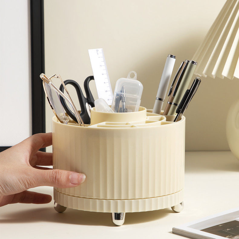 化妆品收纳盒旋转化妆刷收纳筒整理梳妆台桌面笔筒口红眼影置物架