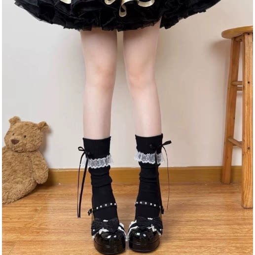 春夏透气柔软甜美女袜甜美百搭洛丽塔袜子精致蕾丝花边蝴蝶结JK袜