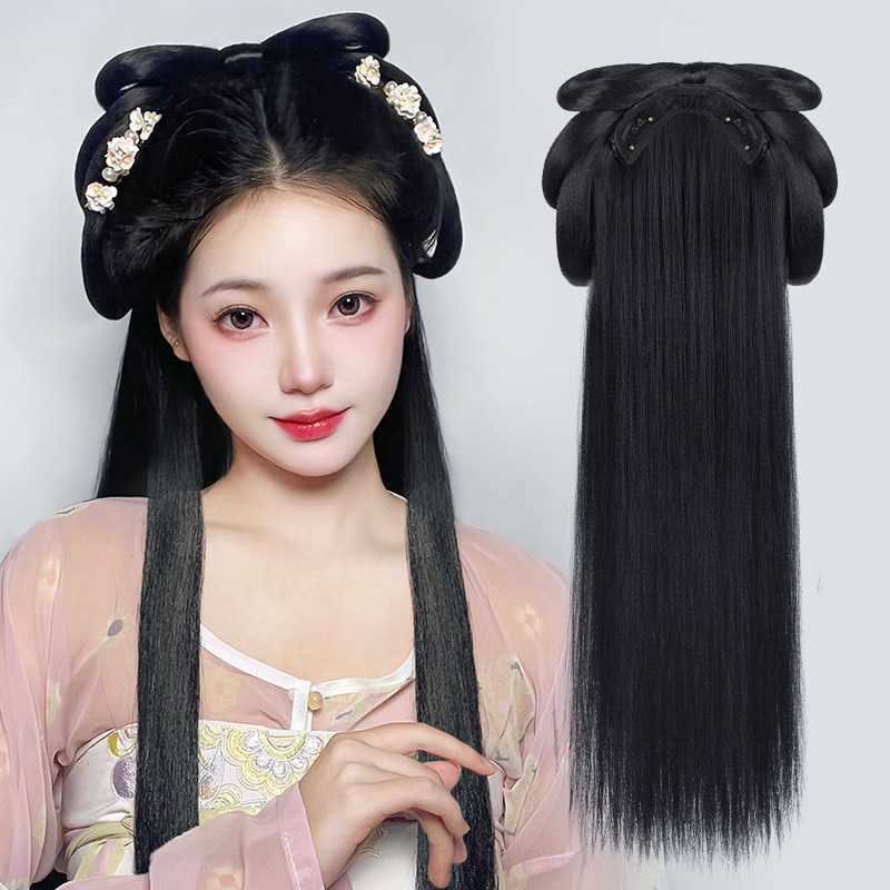 汉服头饰发箍假发包一体式夹子款蝴蝶结古风簪子发饰唐风盘发发髻