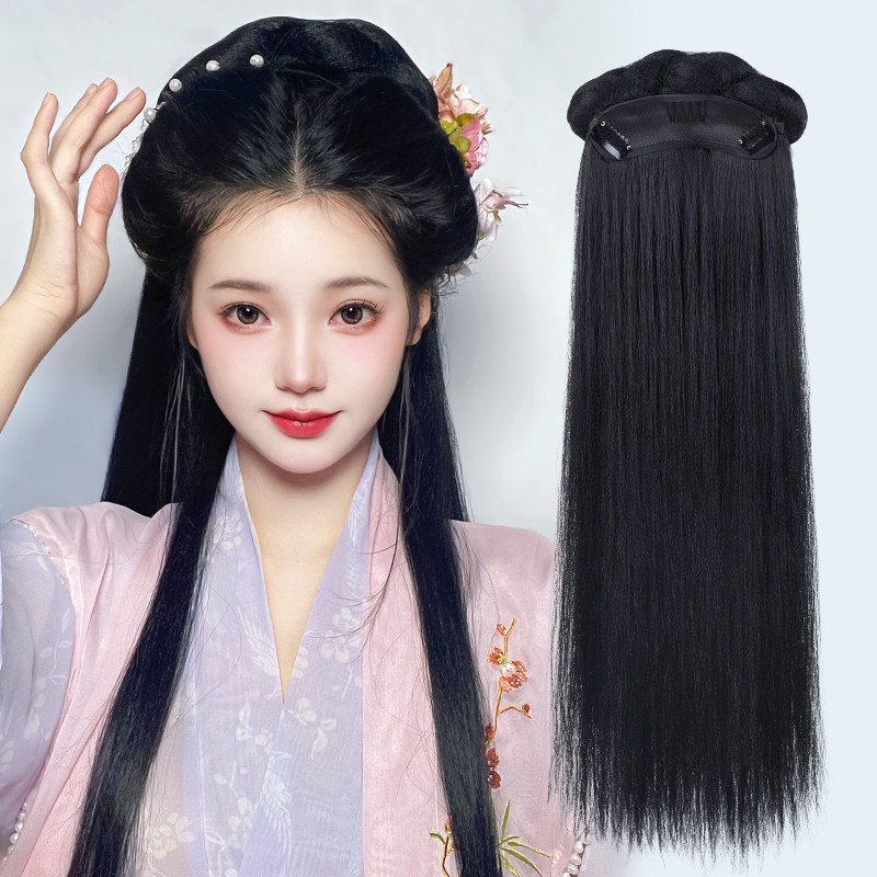 汉服头饰发箍假发一体古风簪子发饰全套古装造型发包明制女配饰品