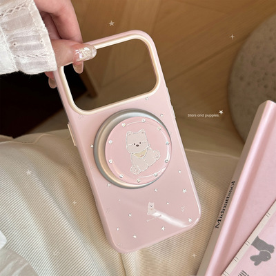 粉色鎏金星星西高地适用苹果17promax手机壳iphone16女生高颜值新款15磁吸支架13可爱卡通14全包防摔ins日韩