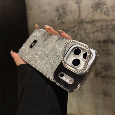 奢华名媛风 bulingbuling~电镀闪粉镶钻适用苹果16promax手机壳iPhone17air全包防摔15plus仙女14/13/12日韩