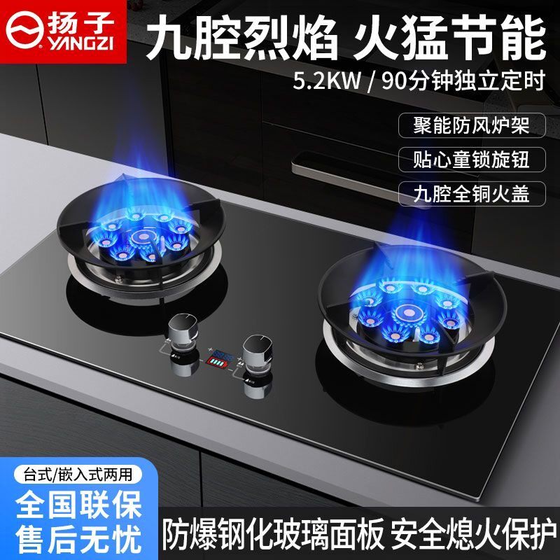 扬子燃气灶家用双灶厨房煤气灶台然气炉具式嵌入式猛火灶液化气天