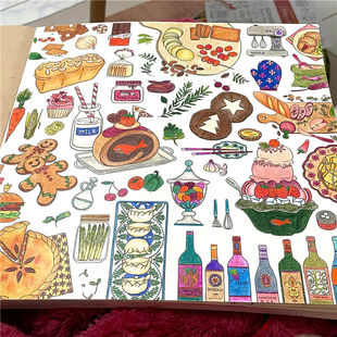 英文版24页秘密花园绘图本学生填色本成人解压小尺寸涂色本绘画本