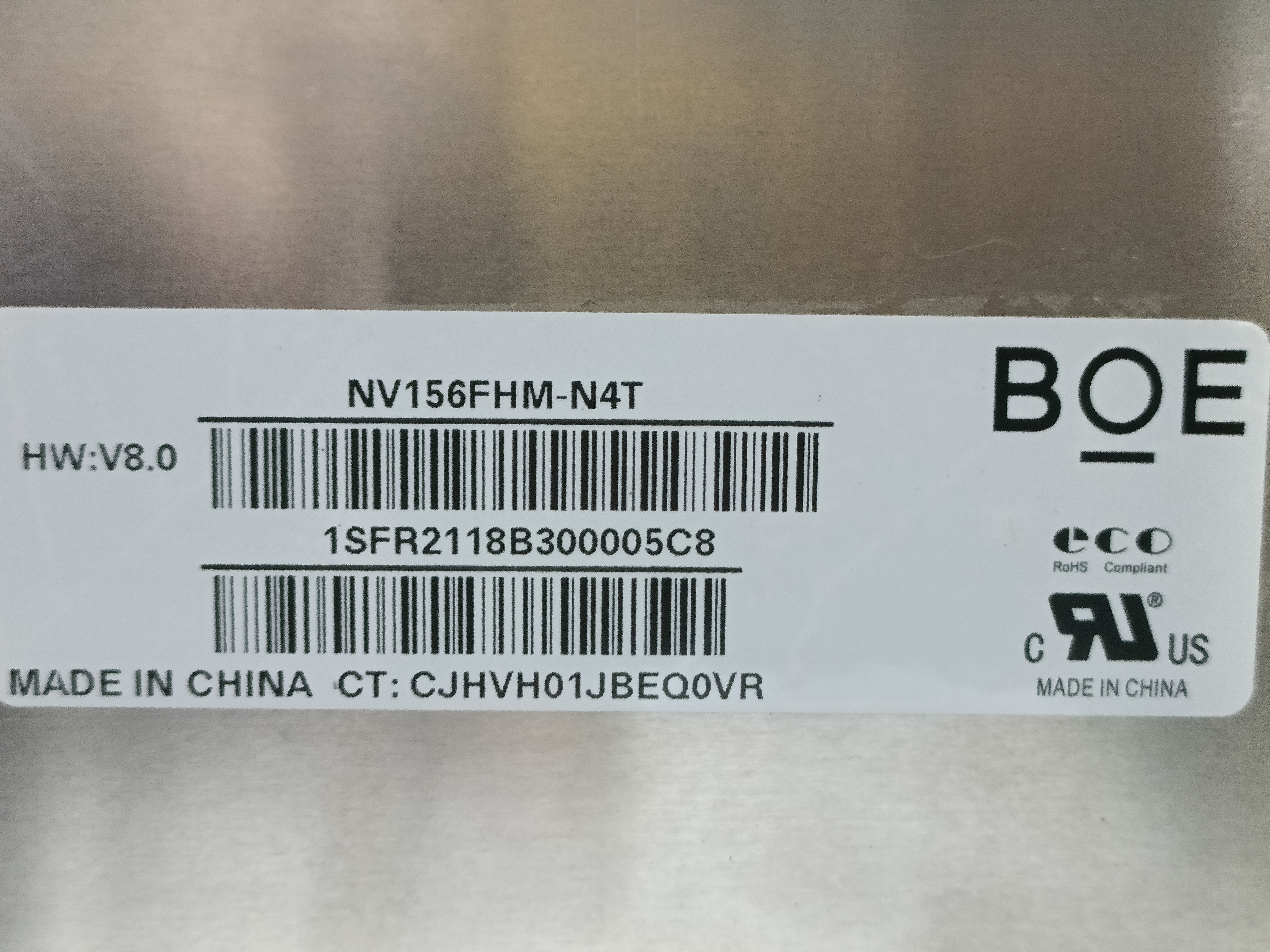 BOE NV156FHM-N4T 1920/1080  小口EDP 窄边背折 高亮度 拆机A屏