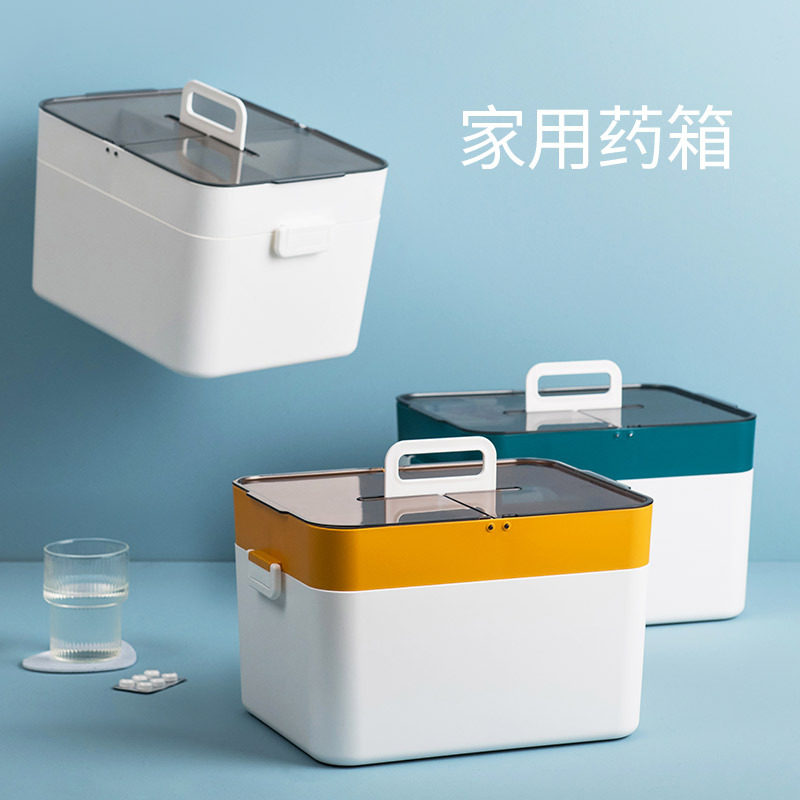 便民药箱塑料家庭急救箱手提便携式小药箱家用翻盖收纳箱