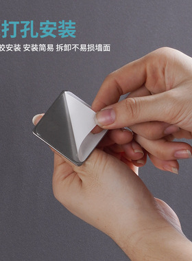 免打孔挂钩强力粘胶不锈钢厨房浴室承重壁挂墙壁门后金属衣架粘钩