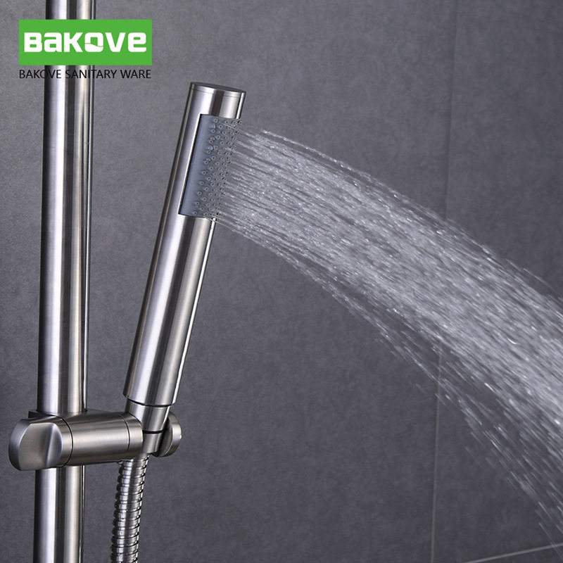 厂家 圆柱形手持花洒 304不锈钢淋浴头 供应热水器淋雨莲蓬头