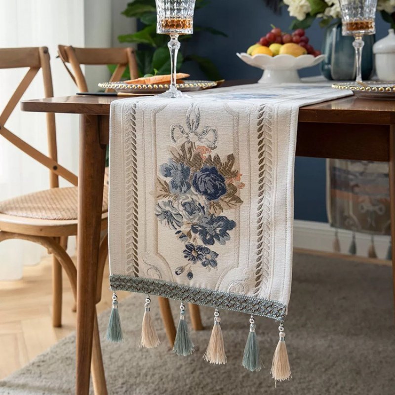 美式田园风提花桌旗茶几提花流苏家用桌布布艺盖巾,居家布艺,桌布,淘宝优惠券,粉丝福利购,淘宝优惠卷