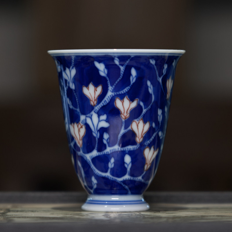 望龙景德镇陶瓷青花釉里红茶杯