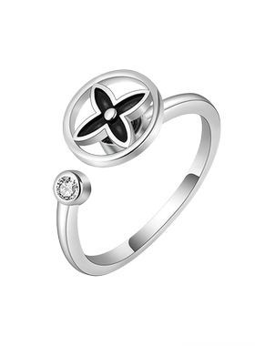 时来运转韩版微镶锆石旋转戒指