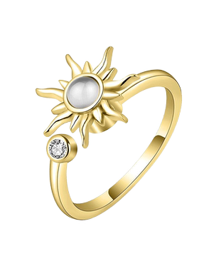 女闪钻可旋转太阳花戒指可调节