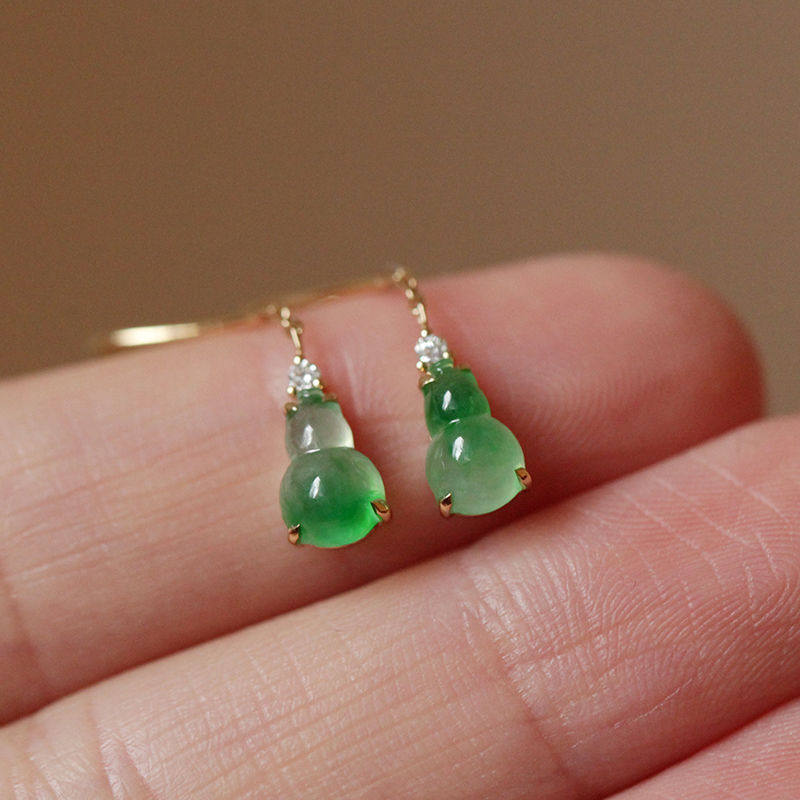 帕诗韵【纳福平安】天然阳绿冰透玉髓葫芦耳环S925银精致百搭耳饰,饰品/流行首饰/时尚饰品新,耳环,淘宝优惠券,粉丝福利购,淘宝优惠卷