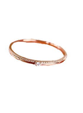 帕诗韵s925纯银珠边纹理不过时单叠戴锆石戒指ins日系风轻奢通勤