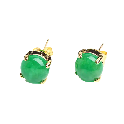小绿豆耳钉蛋面玉髓耳钉日韩
