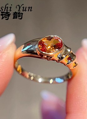 镀18K金镶嵌芬达色不对称设计