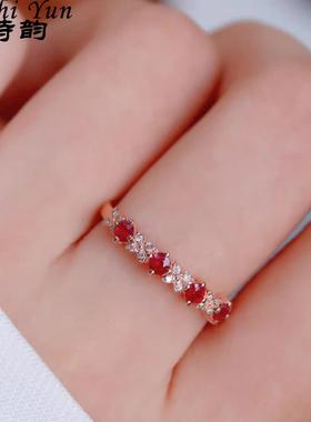 鸽血红四叶草精致排戒叠戴