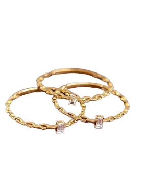 帕诗韵轻奢ins叠戴极简链条方钻戒指女s925纯银镀18K金小众设计感