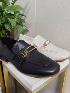 英伦复古饰扣平底套脚乐福女鞋8838