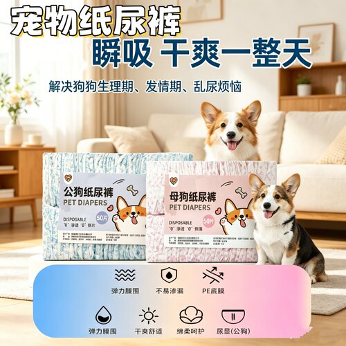 防漏狗狗生理裤母狗经期用宠物纸尿裤尿不湿小型犬例假姨妈卫生巾
