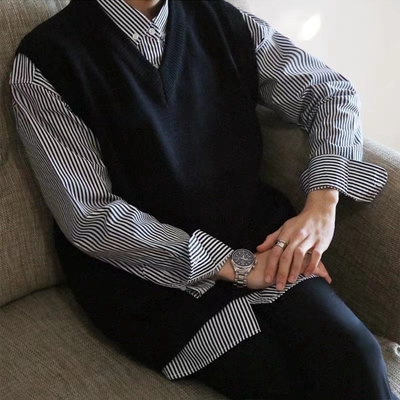 针织衫背心男款V领毛衣马