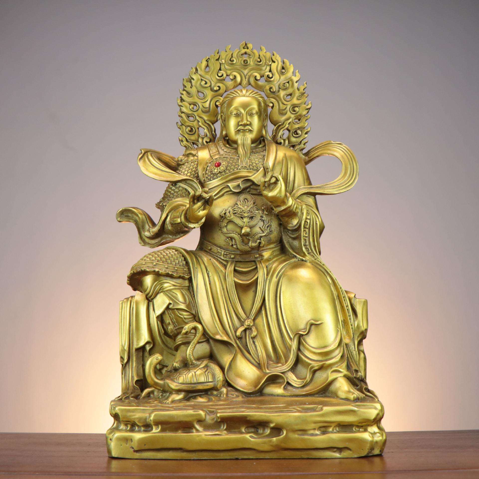 铜玄天上帝真武大帝祖师神像摆件家居玄武大帝铜像工艺品摆件