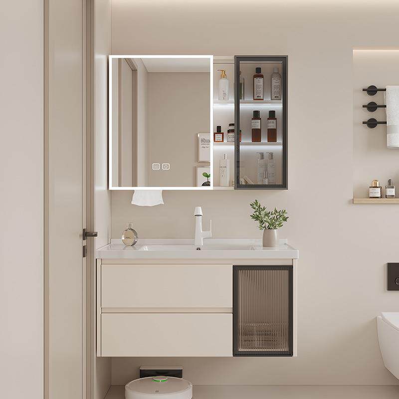 卫生间太空铝蜂窝铝合金浴室柜一体陶瓷盆洗手台洗漱池抽屉款组合