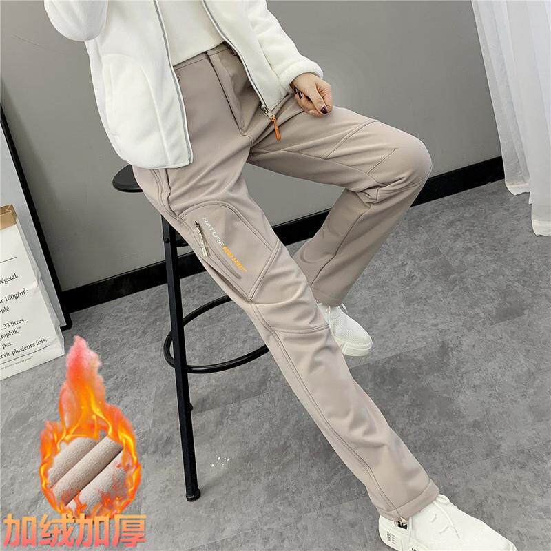 户外冲锋裤男女秋冬防风防水加厚登山滑雪裤软壳裤抓绒裤