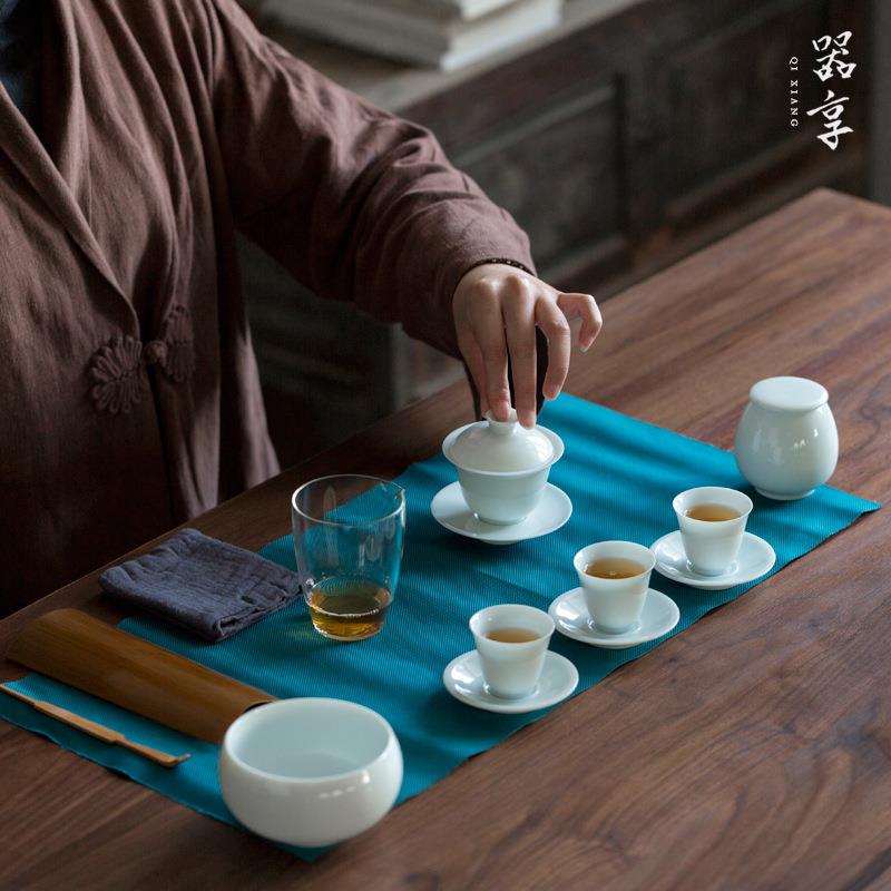器享茶艺教学专用组德化陶瓷青白瓷茶具套装茶艺培训商务旅行套装