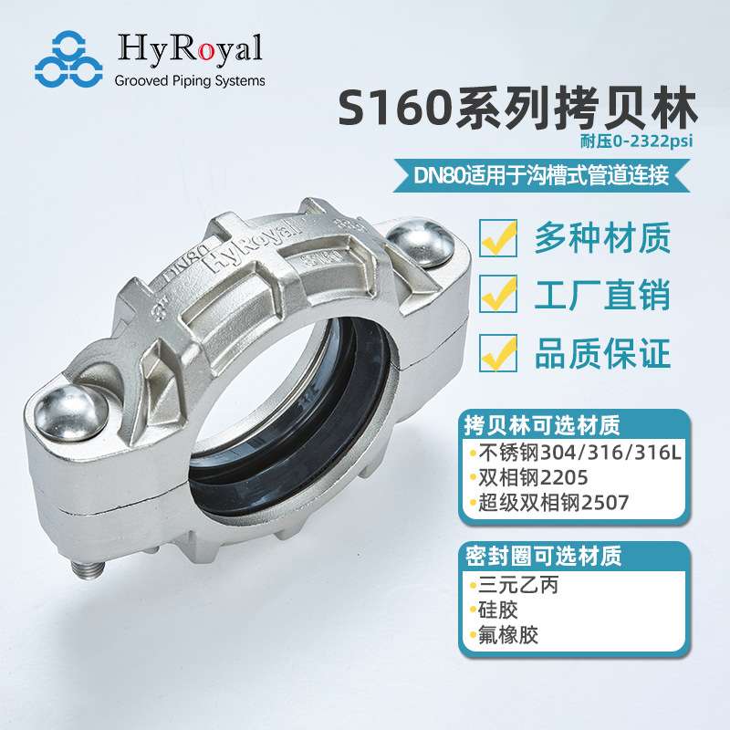 工厂DN80不锈钢超高压拷贝林 压力16Mpa 沟槽卡箍