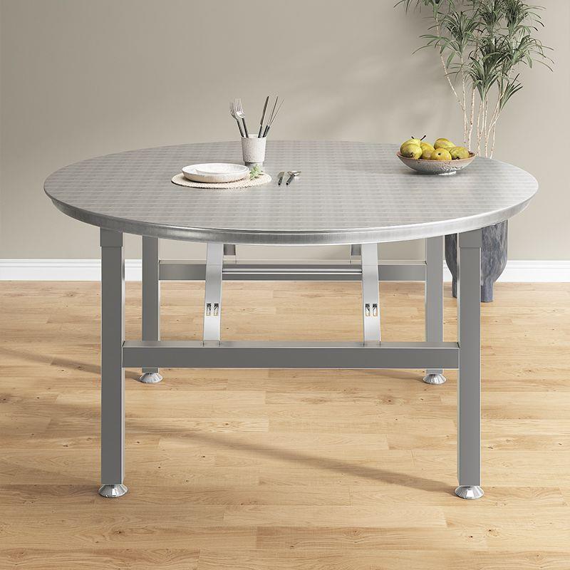 折叠桌特厚不锈钢烧烤宵夜大排档桌面圆形餐桌小户型出租房家用桌