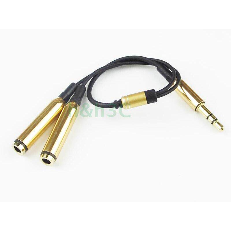 包邮手机一分二音频线手机耳机情侣音频线3.5mm 公对音频延长线