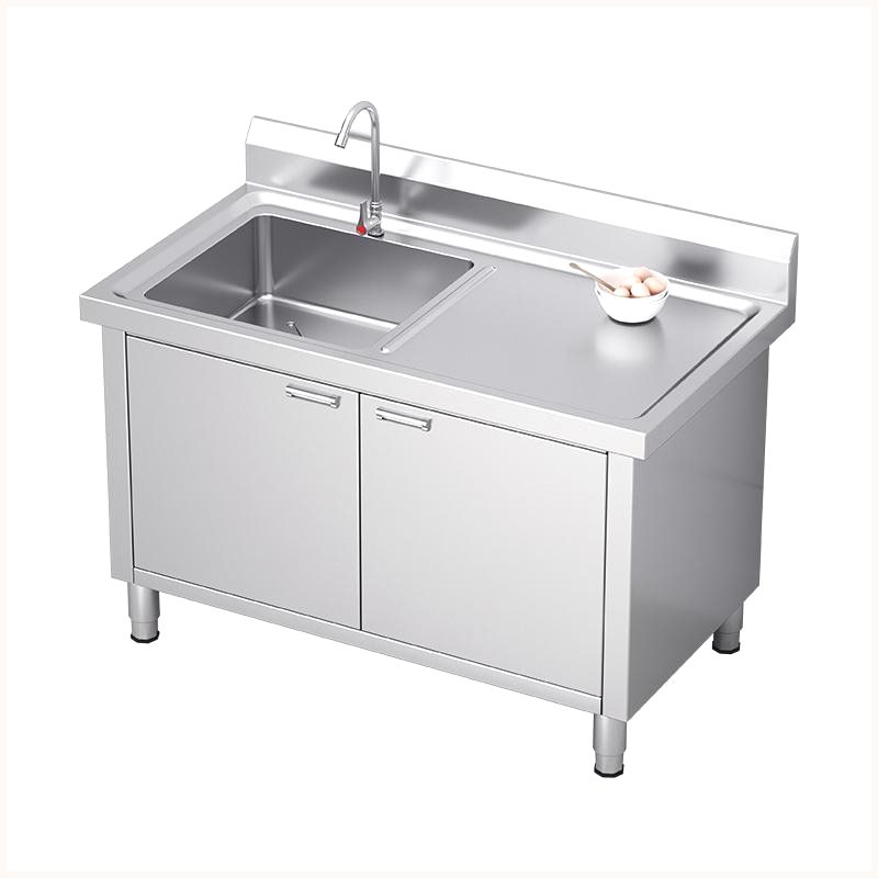 不锈钢水槽柜一体式洗菜盆加厚水池柜商用集成水槽单双池通池家用