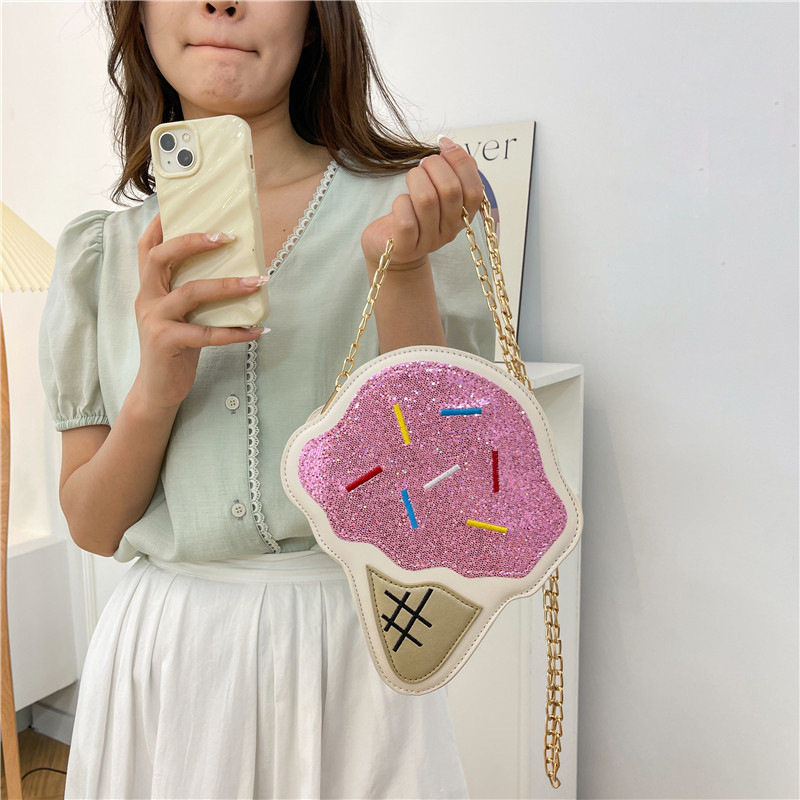 卡通时尚女包包冰淇淋零钱包韩版可爱女生户外休闲手机包女斜挎包