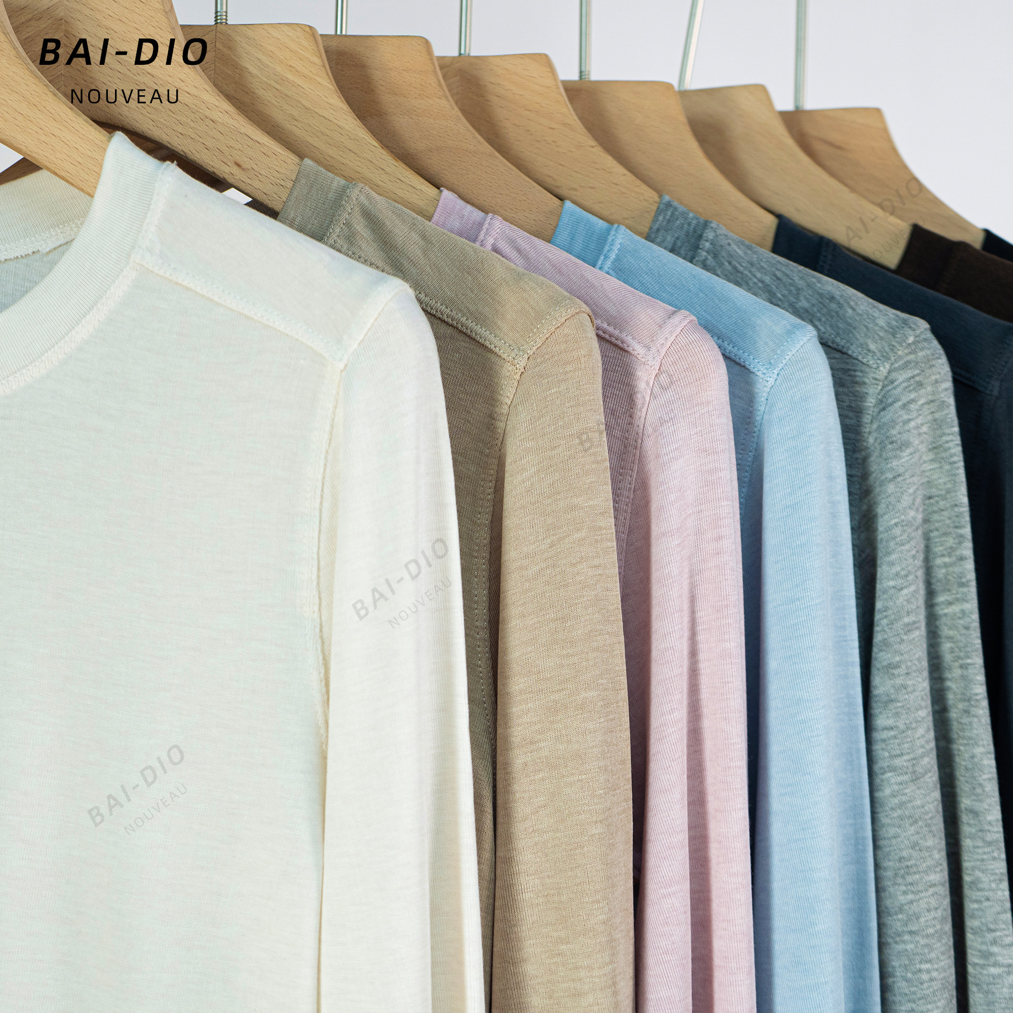 秋季新款羊毛天丝醋酸高级早秋百搭圆领长袖上衣柔软垂感女打底衫