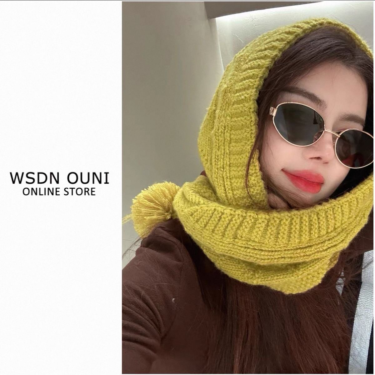 巴拉克拉法帽子围巾一体女士冬季保暖护耳针织帽气质三角巾披肩女