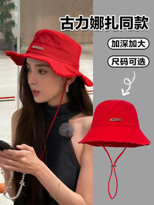花少古力娜扎同款红色渔夫帽子女日系复古出游大檐遮阳帽防晒盆帽