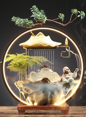 招财流水摆件茶几循环水客厅生财创意家居装饰办公室桌面开业礼品