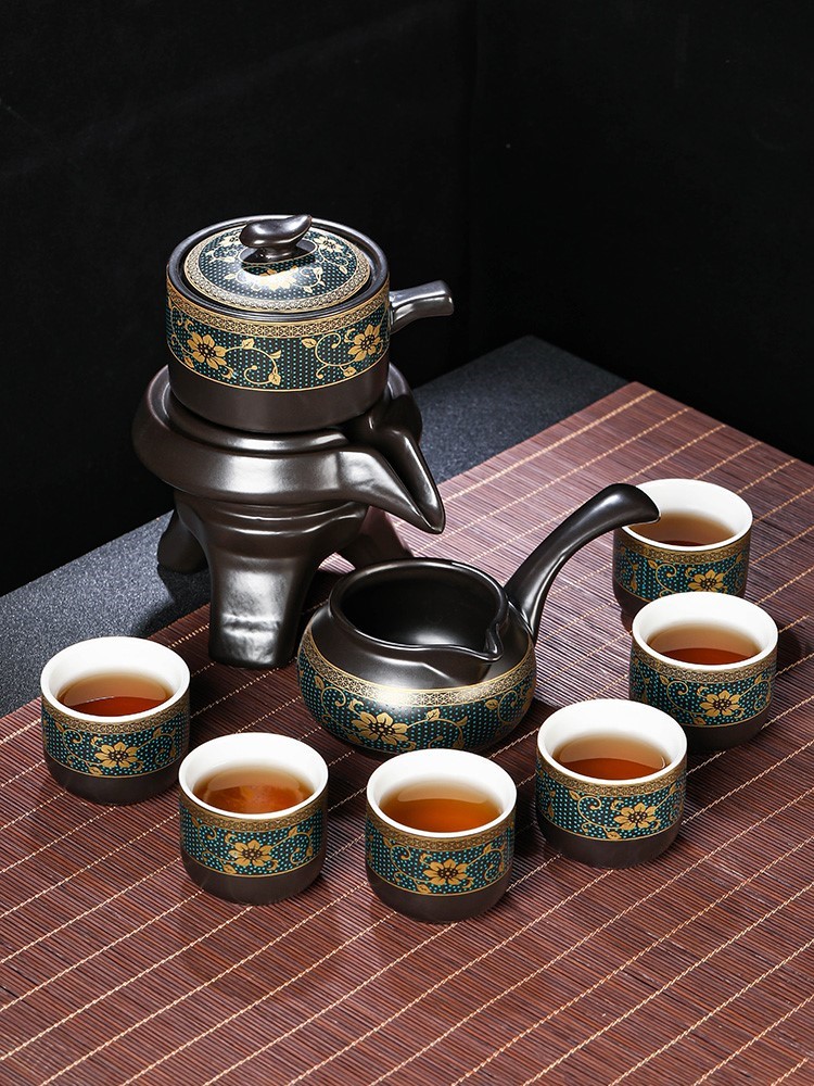 懒人茶具套装家用喝茶防烫泡茶壶陶瓷功夫茶杯石磨半自动冲茶神器