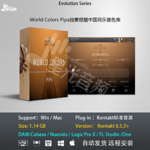 World Colors Pipa独奏琵琶中国民乐音色库传统弹拨乐器编曲音源