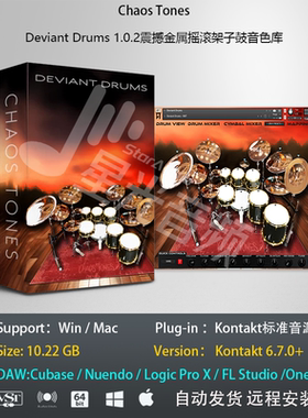 Deviant Drums v1.0.2流行金属摇滚架子鼓音色库音乐制作编曲音源