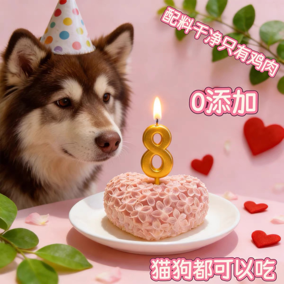 小宠一狼宠物生日蛋糕爱心狗猫咪零食纯鸡肉无添加柯基比熊小型犬