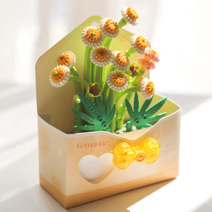 信封积木永生花女生礼物教师母亲节日女孩解压拼装玩具桌面摆件