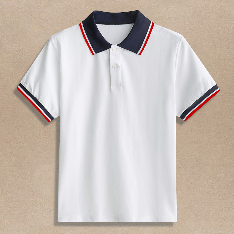 小学生夏季校服短袖T恤初中生polo衫半袖上衣学校同款白色高中生